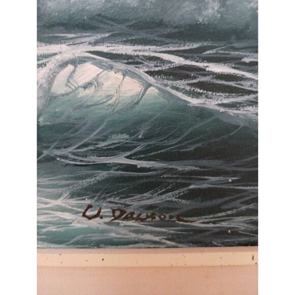Ocean Waves Oil Painting 17x21 Framed Signed Original Canvas Sea by W. DAWSON - Picture 5 of 16